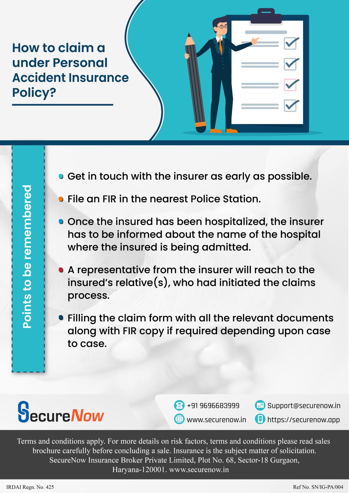 Personal Accident Insurance Claims Process Infographic Securenow 2215